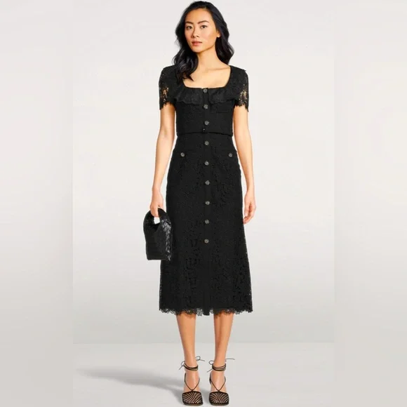 Self-Portrait | Dresses | Selfportrait Black Guipure Lace Midi Dress |  Poshmark